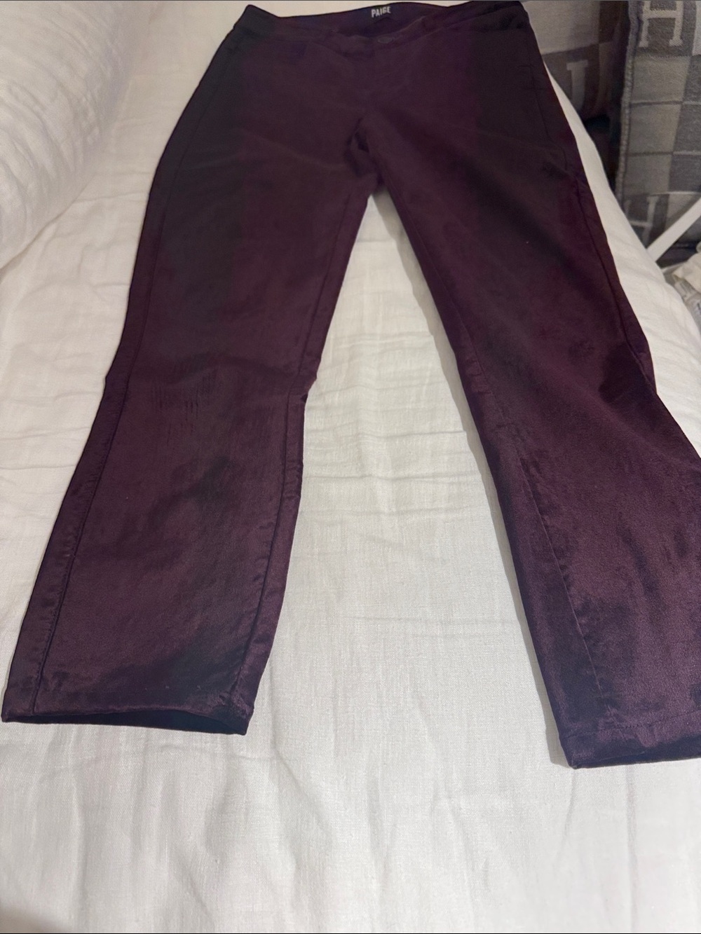 PAIGE Deep Plum Velvet Trousers